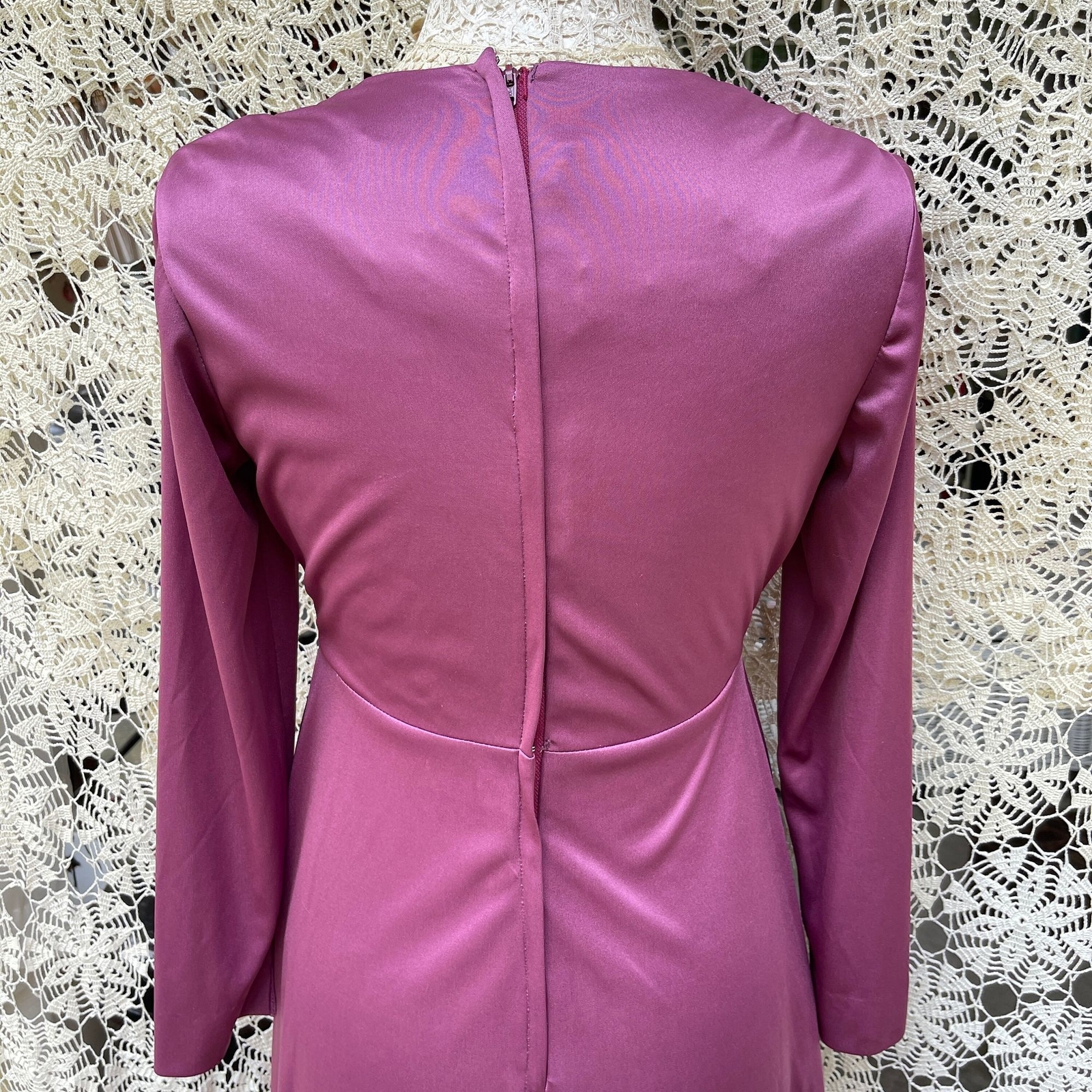 Purple Goddess Dress M Long Sleeve 70s Party Dress - image 6