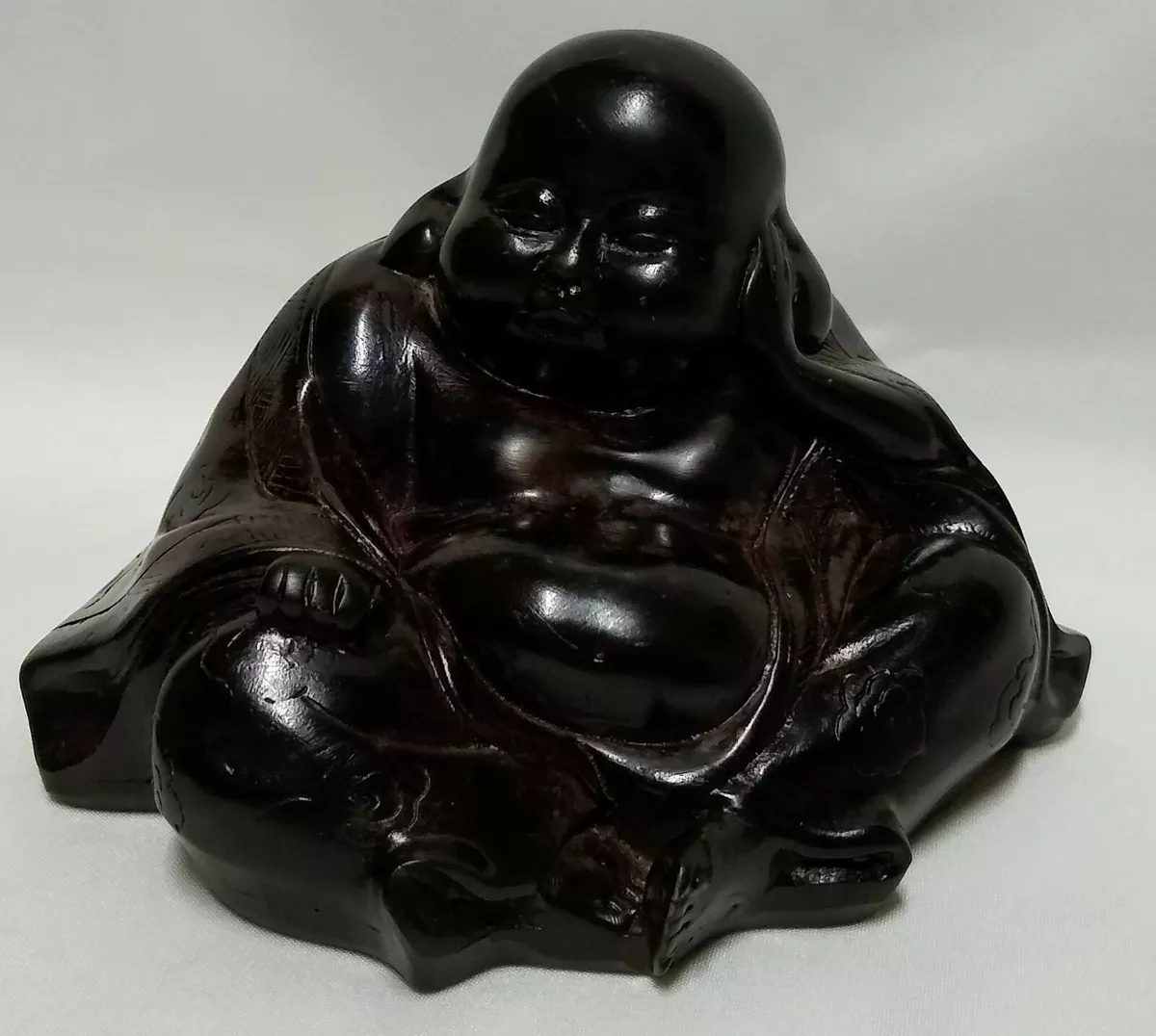 Japanese Shunga Carved Stone Seated Buddha Erotic Image Carved Underneath