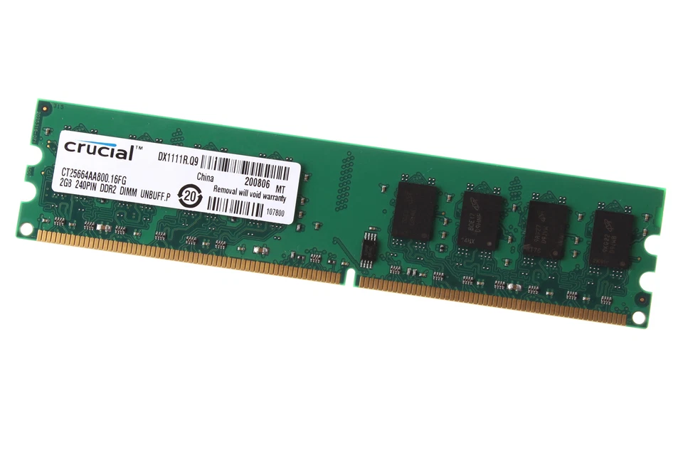 Crucial 4GB 2X 2GB DDR2 2RX8 PC2-6400U 800Mhz 240pin DIMM Desktop Memory RAM 4 G - Image 3 of 4