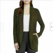 Max  Mia Women's Essential Travel Cardigan Open Front Pockets Olive,XS NWT