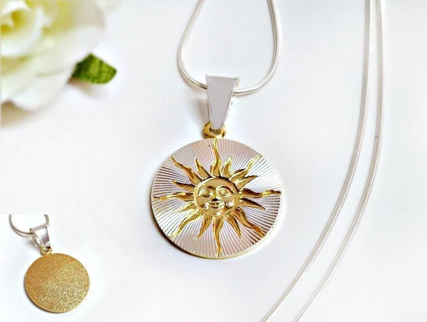 Sonne Anhänger Silber 925 Sonne Collier Kette 42-45 cm echt Sterlingsilber sd232 - Bild 3 von 4