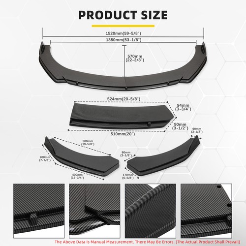 For Pontiac G8 GT GTO Front Bumper Lip Splitter Spoiler Body Kit CARBON