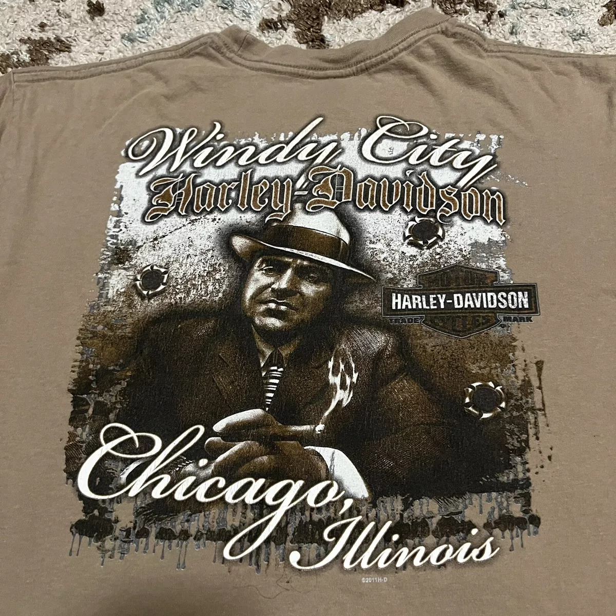 Harley Davidson Windy City Chicago Gangster Shirt Size Large Y2K