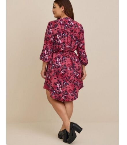 Torrid Womens Mini Long Sleeve Shirt Dress Purple Pullover Size 00 M/L - 第 2/4 張圖片