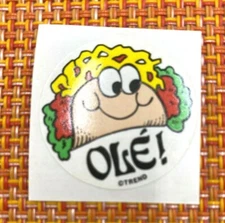 VINTAGE TREND SCRATCH & SNIFF STICKER OLE ! TACO STRONG SCENT