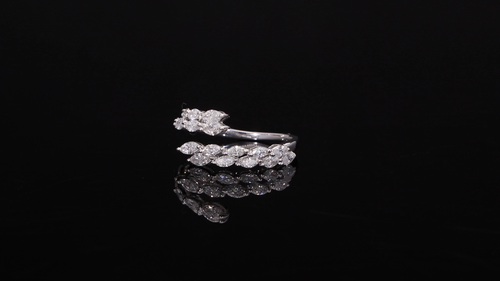 1.20 Ct Lab Grown CVD Marquise Diamond Cuff Ring For Women Gift 18k White Gold - Video 1 of 1
