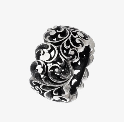 Maria und Luisa Jewels Silberring brüniert Breitband AA0003