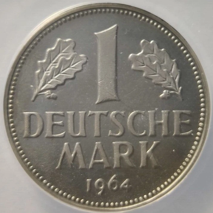 Germany One Mark 1M 1964 G PF63 Cameo by ANACS 368 Minted Proof Coin Rare 3A - Image 3 of 4