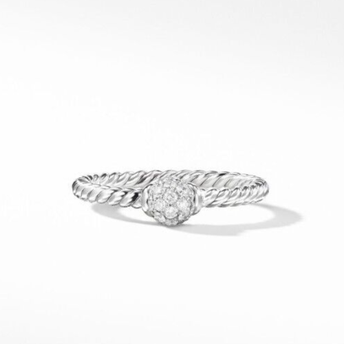 MSRP $1450 DAVID YURMAN 18K WHITE GOLD SOLARI PAVE DIAMOND CABLE RING - Bild 3 von 7