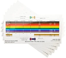 6 Pack Resistor Color Code Guide Cards for Standard  Precision Values - 6"x3"