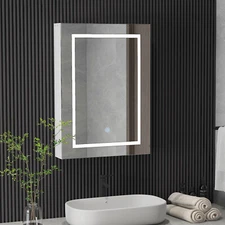 Bathroom LED Lighted Mirror Cabinet Wall Medicine Cabinet Touch Switch w/Shelves