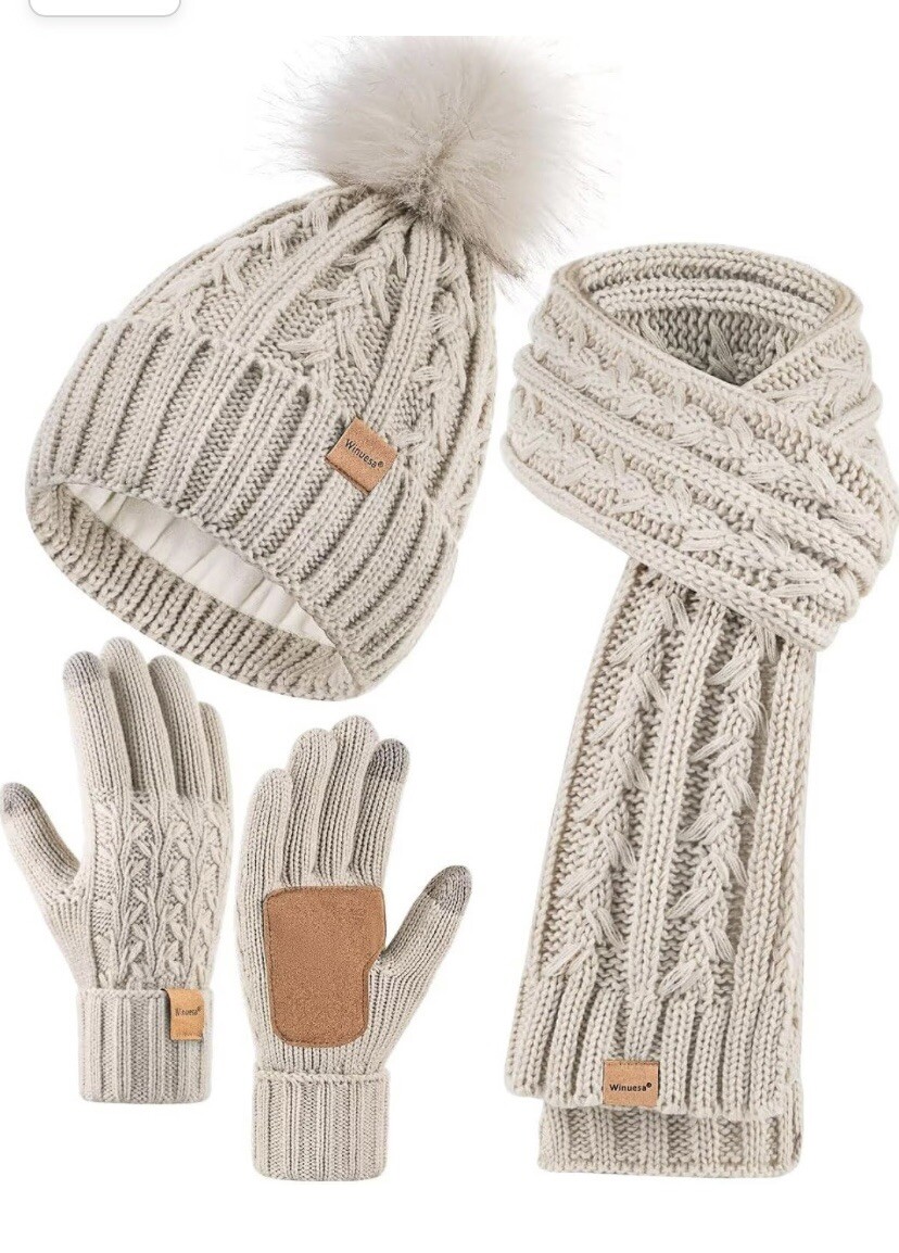 Winter Beanie Hat Scarf Gloves Set for Women,Fleece Lined  display picture 1