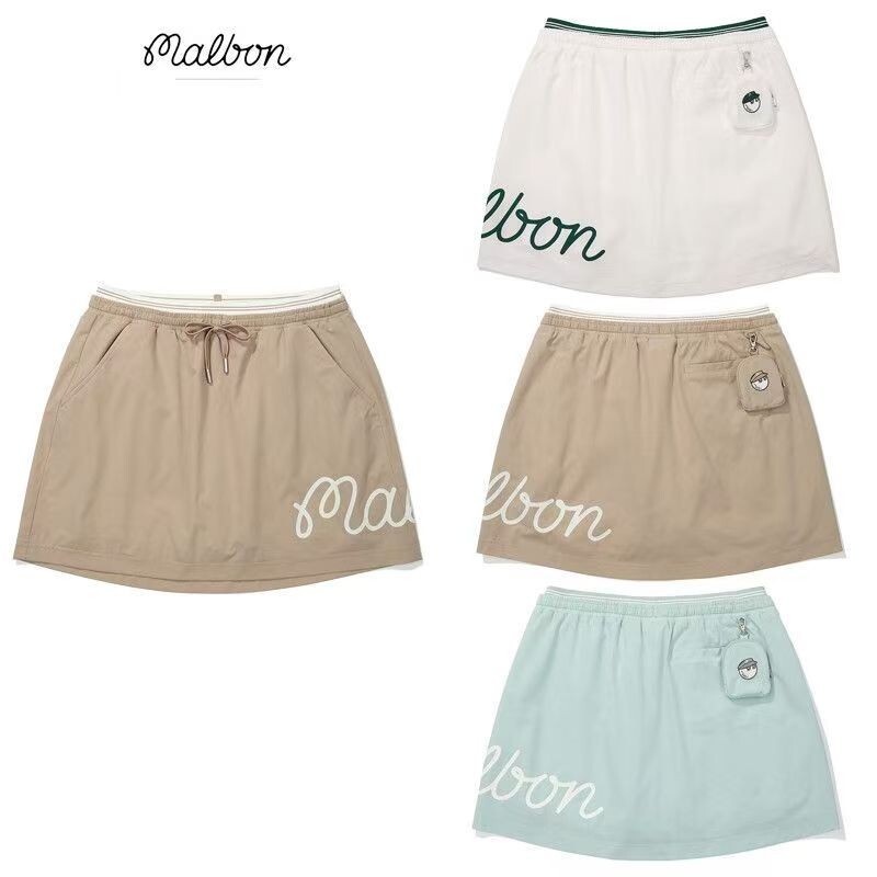 ◆Malbon Golf◆ Wrap Skirt Look Shorts WHITE WOMAN MALBON golf clothing: Women's fitted short skirt with golf