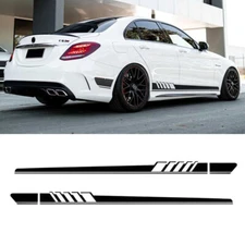 Black Side Skirt Racing Stripes Vinyl Decal Sticker For Mercedes W205 W204 C63