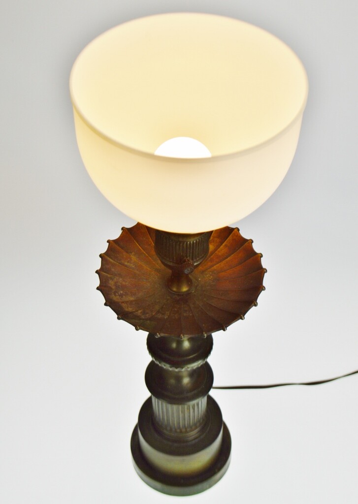 Vintage Brass or Bronze Torchiere Table Lamp w/ Diffuser MAKE FAIR