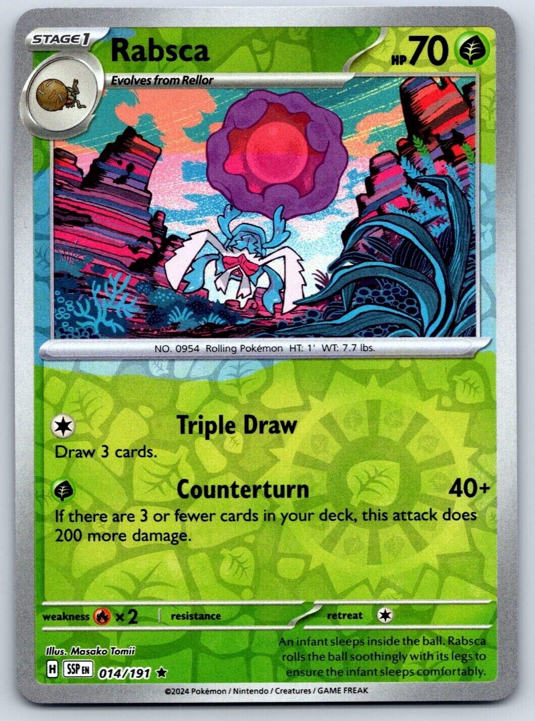 Pokemon - Rabsca 014/191 - Reverse Holo Rare - Surging Sparks - NM/M