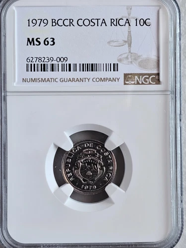 Costa Rica 10 Centimos 1979 BCCR NGC MS 63