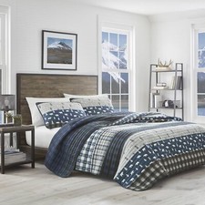 Eddie Bauer Blue Creek Quilt Set 3PC 100% Cot...