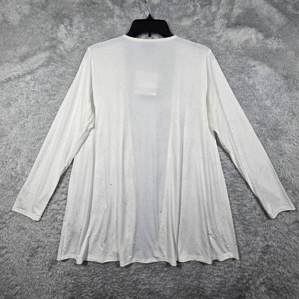 Cárdigan ANTTHONY Original Mujer Pequeño Blanco Embellecido Brillante Líquido Nuevo con Etiquetas Foto 3 de 4