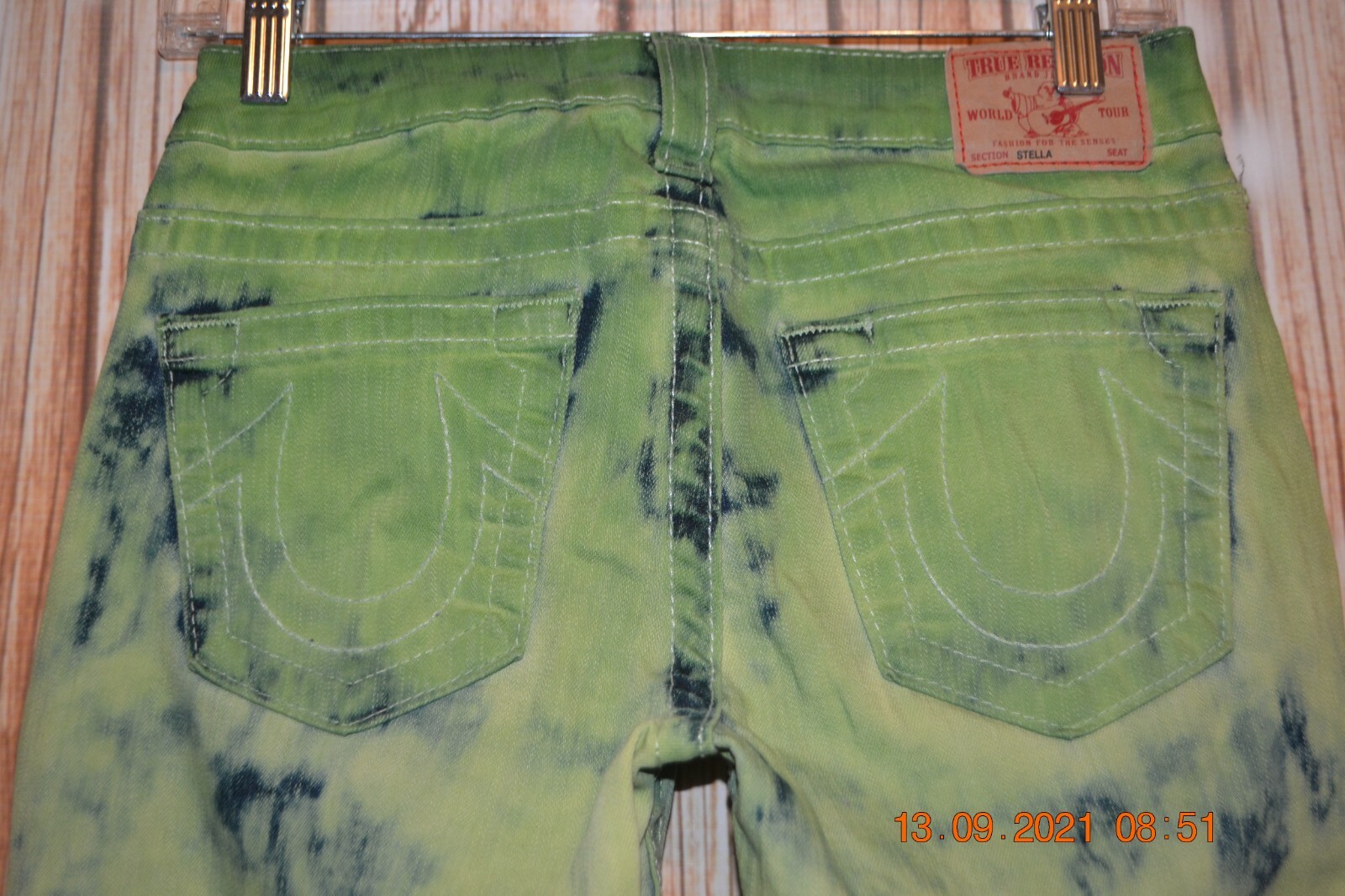 True Religion Women's Stella Skinny No Pocket Flaps Lime Green Jeans Sz 27x34 thumbnail 7