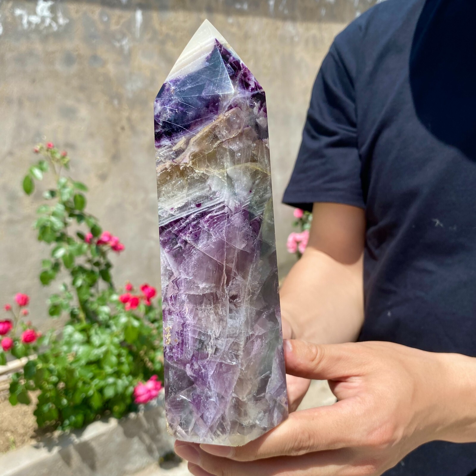 2.7lb Natural Fluorite Crystal Healing Wand Obelisk Point for Earth Energy