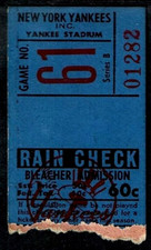 8-21-1953 BASEBALL TICKET YANKEES MICKEY MANTLE CLUTCH PINCH HIT DOUBLE #70