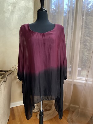 Obsession Women s Burgundy/black Long Sleeve Top Blouse One Size