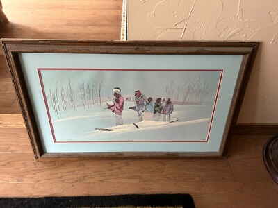 VINTAGE LARGE SIGNED FRAMED LEE JOSHUA TRAIL OF TEARS PICTURE AND FREE SHIPPING