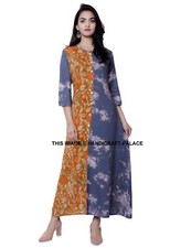 Women Rayon Indian Kurti Floral Print Casual Traditional Top Tunic Long Gown