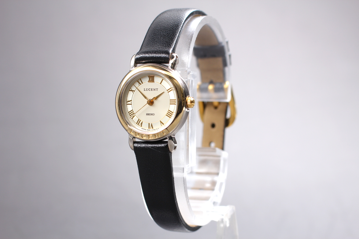 Vintage 1991 [MINT] SEIKO LUCENT 4N21-0360 Gold Roman Quartz