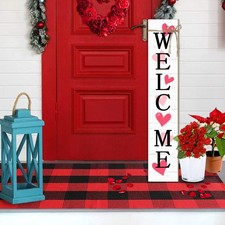 Valentine's Day Wooden Welcome Porch Sign Home Front Door Yard Decor Red 47 In