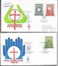 Vatican 1975 41st Intl. Eucharistic Congress Philadelphia  SC# 592-594 2 FDC