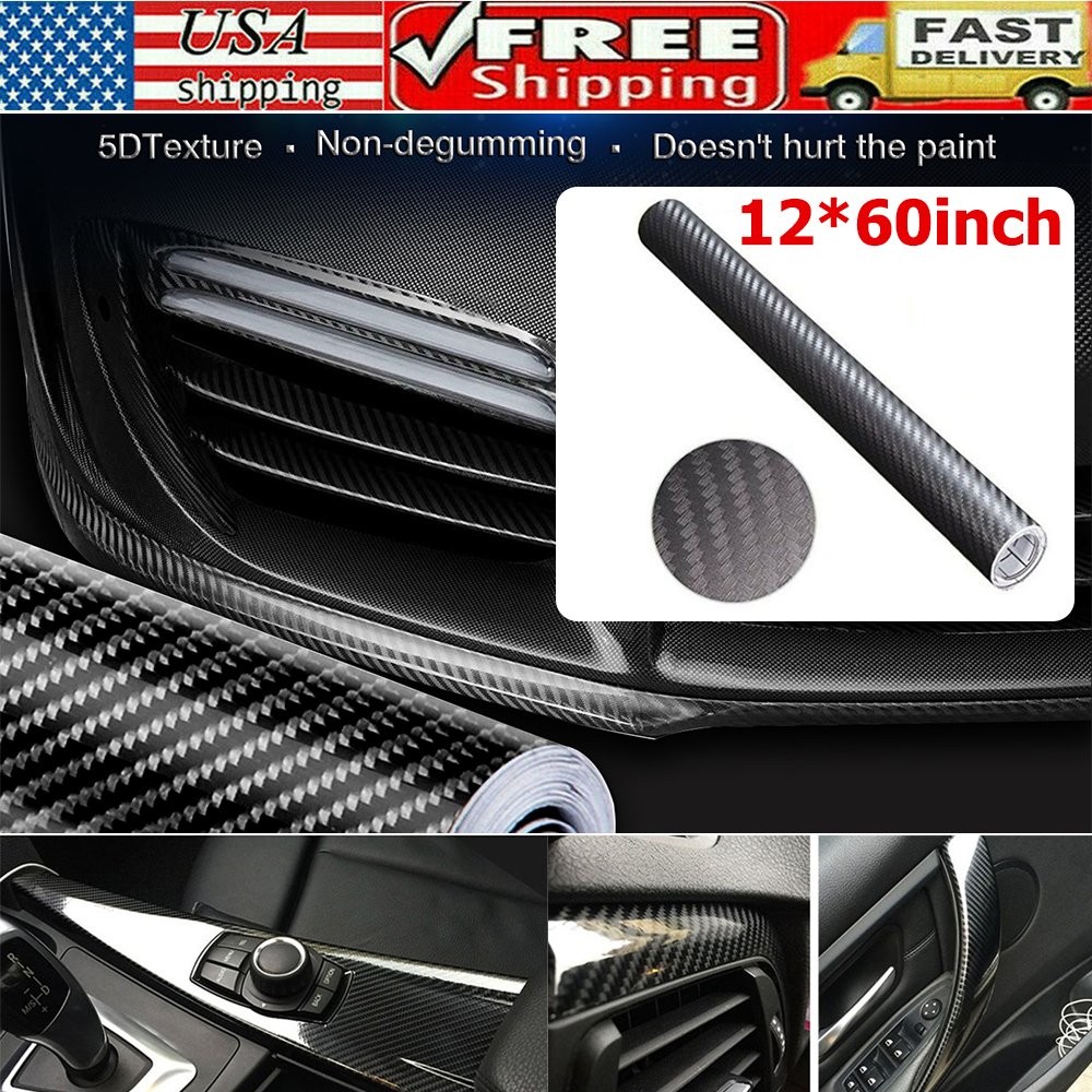Carbon Fiber Vinyl Film Car Interior Wrap Stickers Auto Parts Accessories 12x60"