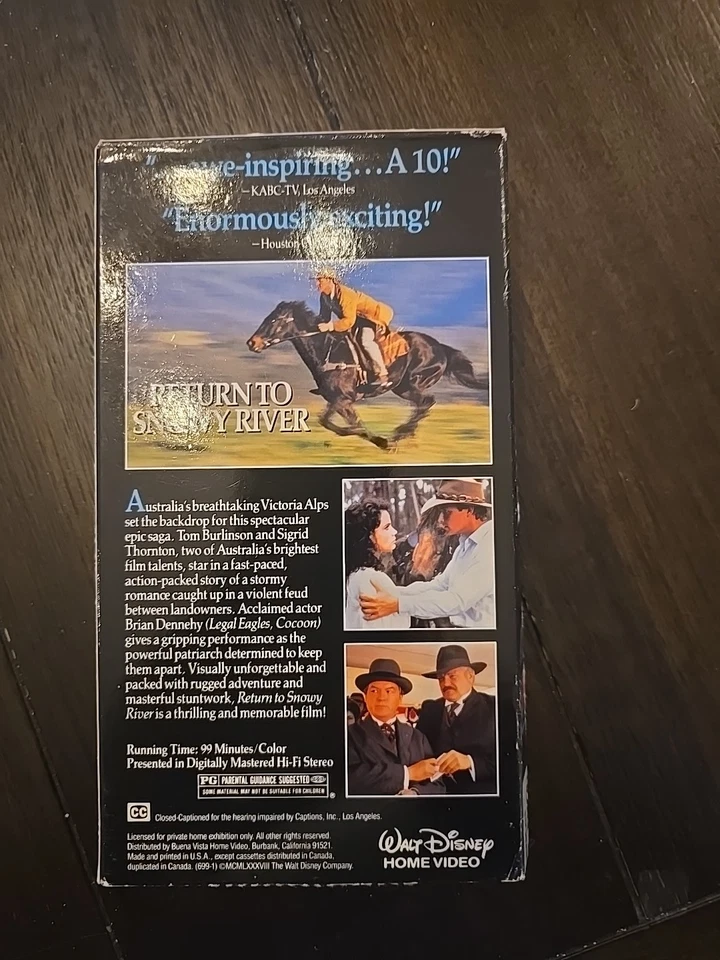Return To Snowy River VHS Walt Disney Home Video PG Foto 2 de 2
