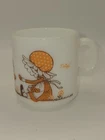 Vintage 1970's " Daisy " Holly Hobby Milk Glass Mug by Kirby Martin Girl and Dog