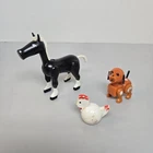 Vintage Fisher-Price Little People Animal Lot - Black Horse Dog w/ Spots Chicken