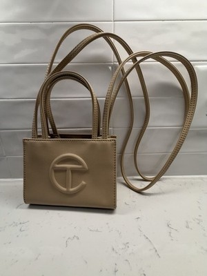 Telfar Small Cream Crossbody Bag with Original Dust Bag