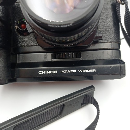 Chinon CE-4 fotocamera reflex pellicola 35 mm manuale con avvolgitore PW-610 e flash, difettosa - Foto 6 di 20