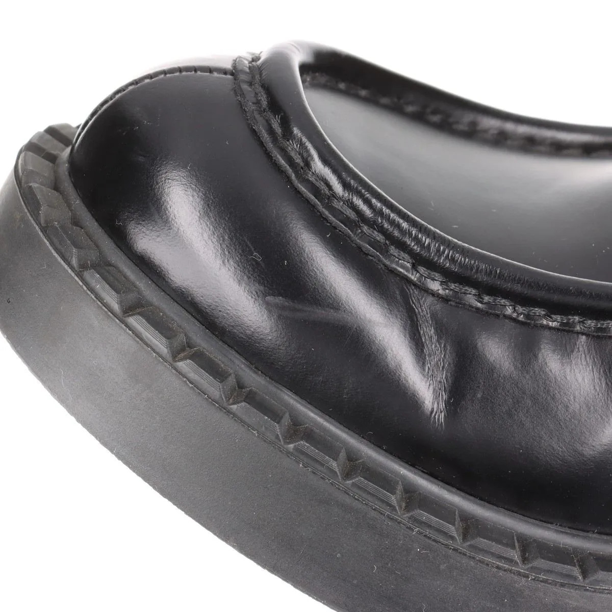 Prada Chocolate Leather Loafer 35.5 Ladies' Black Triangle logo thumbnail 15