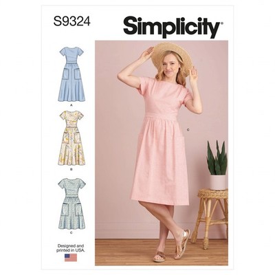 Simplicity 9324 Schnittmuster Misses Damen Kleid Größe 6-14 ungeschnitten