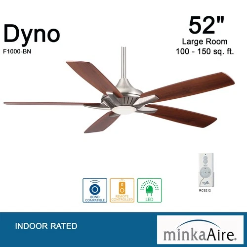 Minka Aire Dyno 52" Ceiling Fan - Medium Maple / Dark Walnut 5-Blade - Picture 6 of 7