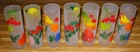 Vintage Federal Glass Frosted Fruit Tom Collins/Iced Tea Glasses/SEVEN/Excellent