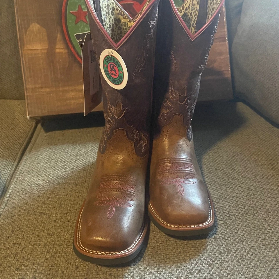 Botas occidentales de cuero tostado y púrpura aprobadas por vaquero Laredo para mujer talla 8,5 M Foto 3 de 4