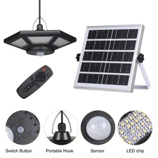 360LEDs Garage Light Solar Powered Pendants Lamp Motion Sensor Light RZBQ