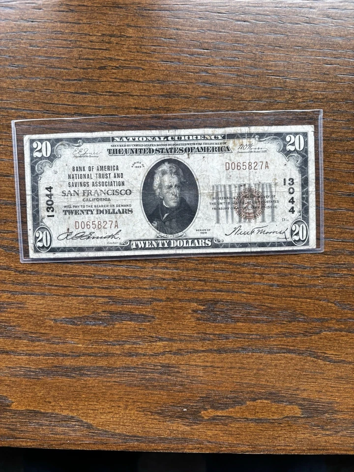 1929 National Currency san francisco CA $20 D0065827A - Image 2 of 4