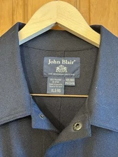 Vintage Jonn Blair Black Mens Jacket Polyester Leasiure Wear Style Snaps XL Blue