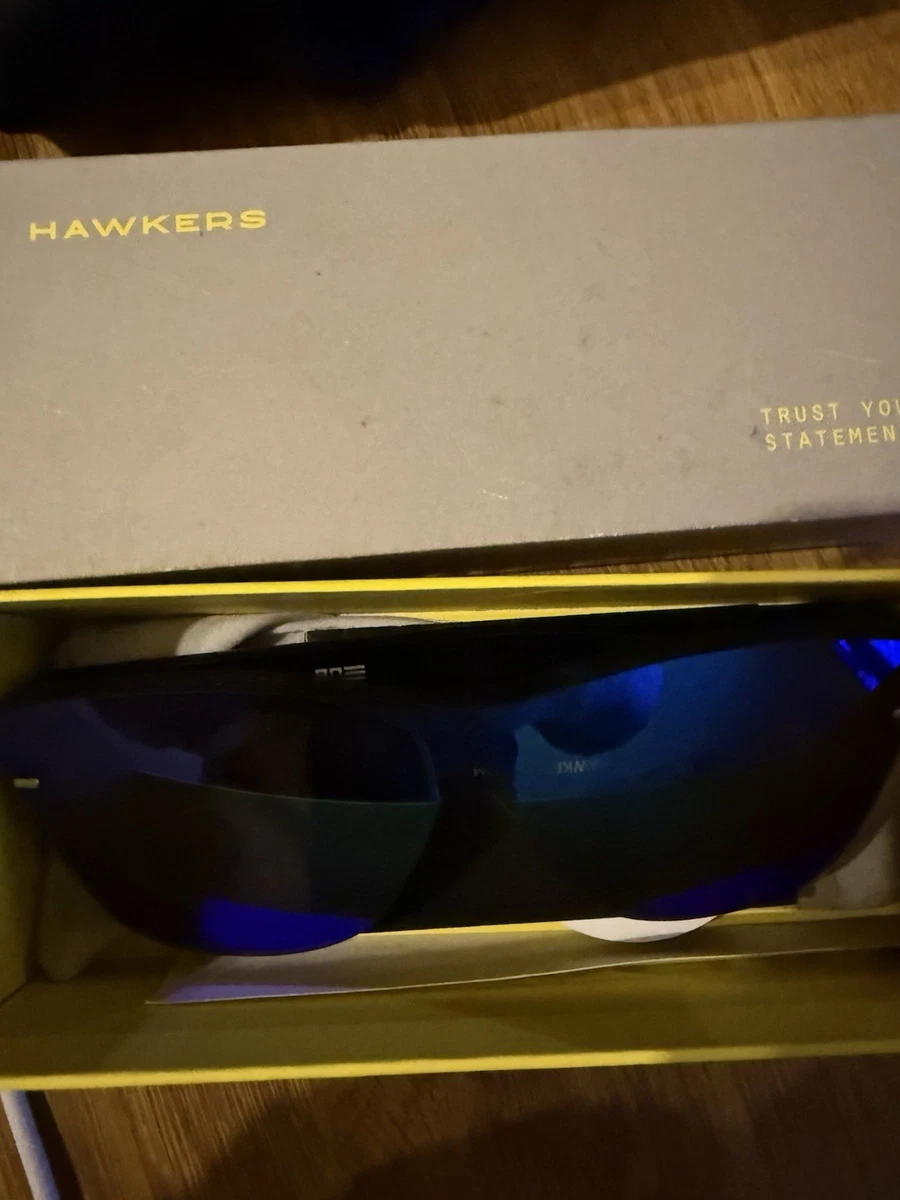 Hawkers Herren Sonnenbrille schwarz blau verspiegelt quadratisch inkl. Box