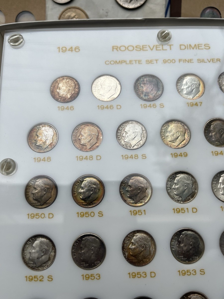 Roosevelt Dime Collection Capital Vintage Holder Complete Set 46