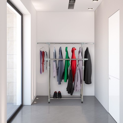 Kleiderständer mit zwei kleiderstangen Rollgarderobe Garderobenwagen leicht - Bild 2 von 9