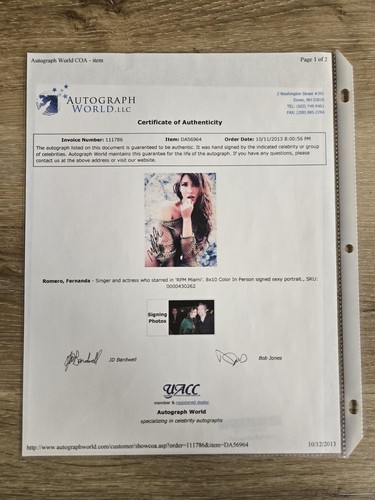 Fernanda Romero Autographed Signed 8x10" Photograph "RPM Miami" Sexy Portrait - Picture 4 of 5